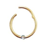 Generisch I PIERCING ClickerI I Diamant véritable + véritable or jaune massif 585 I Dimensions : 1,0 x 12 x 1,4 mm I Nez Oreille Poitrine Intime I Acheter des bijoux en ligne I 46012-12 I