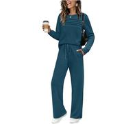 Generisch Illuminate Ensemble 2 pièces pour femme - Sweatshirt de loisirs - Tenue de voyage - Survêtement de détente avec jambes larges - Survêtement confortable - Tenue d'automne, vert, XL