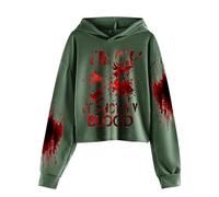 Generisch I'm Ok It's Not My Blood Pull à capuche imprimé décontracté à manches longues pour tout-petit/enfant, chemise imprimée douce, sweat-shirt-haut pull avec, vert, 12-13 ans
