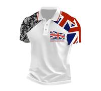 Generisch Imprimé drapeau britannique masculin, décontracté, affaires, avec manches raglan, boutonnière pour un usage quotidien, Blanc., 4XL