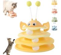 Generisch Interactive Tour de jouet pour chat, à 3 couches, avec abeille rotatif et balles à rouler, 3 niveaux pour chase, activité de self-play et exercice pour chats d'intérieur (jaune)