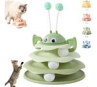 Generisch Interactive Tour de jouet pour chat, à 3 couches, avec abeille rotatif et balles à rouler, 3 niveaux pour chase, activité et exercice pour chats d'intérieur (vert)