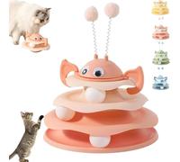 Generisch Interactive Tour de jouet pour chat à 3 couches avec abeille rotative et balles à rouler, 3 niveaux pour chase, activité et exercice pour chats d'intérieur (rose)