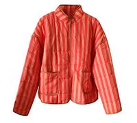 Generisch InterNos Manteau d'hiver matelassé léger pour femme Col montant rembourré Veste polaire blanche pour femme, Rouge pastèque, L