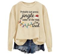 Generisch Je sonnerai probablement un peu loin parce que je suis fatigué Sweat de Noël amusant pour homme et femme, kaki, M