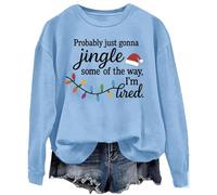 Generisch Je sonnerai probablement un peu loin parce que je suis fatigué Sweat de Noël amusant pour homme et femme, bleu, L