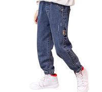 Generisch Jean 2025 pour garçon avec coupe droite normale - Pantalon en denim extensible - Pantalon cargo - Coupe ajustée, bleu, 8-9 ans