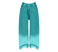 Generisch Jean baggy pour fille couleur bonbon taille haute taille élastique jambe large pantalon jean délavé taille 5-16 leggings filles 3/4, vert, 7-8 ans