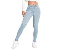 Generisch Jean classique 2025 pour femme décontracté slim taille haute bleu denim pantalon crayon jeans homme 32/30, bleu clair, S