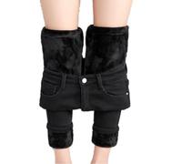 Generisch Jean pour femme avec doublure en polaire - Pantalon d'hiver skinny taille haute - Jegging thermique chaud - Legging en denim stretch - Coupe ajustée, Noir , XXL