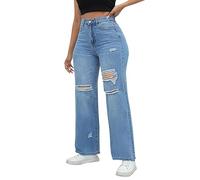 Generisch Jean pour femme - Noir - Pantalon rétro évasé - Pantalon streetwear - Pantalon évasé - Vintage des années 90 - Pantalon en jean pour femme - Imprimé tournesol - Pantalon stretch - Coupe