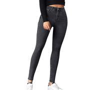 Generisch Jean pour femme - Noir - Vintage - Taille haute - Ample - Jambes larges - Imprimé tournesol - Pantalon en jean stretch - Pantalon droit - Pantalon décontracté stretch