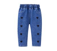 Generisch Jean pour fille - Coupe large - Taille moyenne - Coupe droite - Jeans pour petite fille - Coupe skinny - Pantalon en denim avec taille élastique - Pantalon pour tout-petits, Noir , 4-5 ans