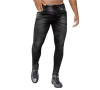 Generisch Jean pour homme - Pantalon slim stretch skinny pour homme - Pantalon en denim extensible - Pantalon skinny - Pantalon étroit - Jambes fuselées - Jeans taille haute - Legging uni - Pantalon