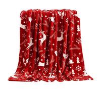 Generisch Jetés de Noël - Intérieur festif en flanelle rouge, consolateurs doux de saison | Motif d'élan Bâton de vacances décoratif