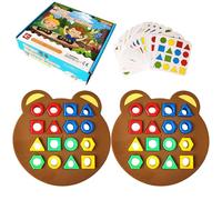Generisch Jeu d'attribution de formes - Puzzle de blocs de construction | Éducation précoce des couleurs Jeu de société | Attribution rapide avec cloche, 32 blocs 30 cartes, 2 disques