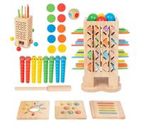 Generisch Jeu de broderie avec cubes - Bâtonnets de dés 5 en 1 en bois | Entraînement des yeux et des mains, motricité fine, stratégie, pour favoriser la motricité fine et la pensée stratégique pour