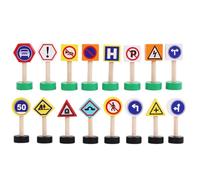 Generisch Jeu de panneaux de signalisation pour enfants - 16 panneaux de signalisation routière pour enfants - Bloque le signal Zergrow en bois - Jeu éducatif précoce pour les fêtes