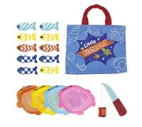 Generisch Jeu de pêche doux, apprentissage pédagogique, sac de rangement de 28 x 22 cm avec maille, jouet à capteur en tissu sûr, activité de tri avec design en peluche, cadeau préscolaire pour filles