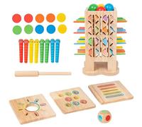 Generisch Jeu de ramasse-bâtonnets en bois, jeu 5 en 1 : lancer des baguettes, chute de balle | Jouets éducatifs préscolaires, coordination œil-main, pensée stratégique en classe