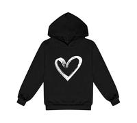 Generisch Jeunes enfants filles sweatshirt polaire pull à capuche sweats à capuche imprimés mignons femmes noir manches courtes, Noir , 10-11 ans
