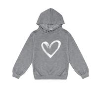 Generisch Jeunes enfants filles sweatshirt polaire pull à capuche sweats à capuche imprimés mignons femmes noir manches courtes, gris, 9-10 ans