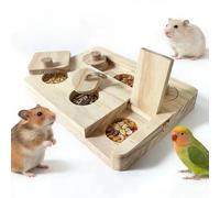 Generisch Jeux de recherche de nourriture en bois pour petits animaux, jeux de recherche de nourriture cachés, distributeur de nourriture pour hamsters, cochons, lapins (beige, 18 cm)