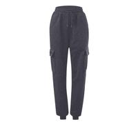Generisch Jogginghose Damen Cargohose, Cargo Hose mit Bündchen Damen Winter Einfarbig Sporthose Bequeme Trainingshose Kuschelig Freizeithose Stretch Sweatpants High Waist Arbeitshose Baggy Laufhose