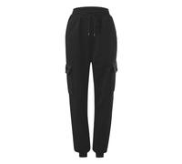 Generisch Jogginghose Damen Cargohose, Cargo Hose mit Bündchen Damen Winter Einfarbig Sporthose Bequeme Trainingshose Kuschelig Freizeithose Stretch Sweatpants High Waist Arbeitshose Baggy Laufhose