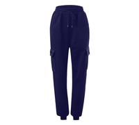 Generisch Jogginghose Damen Cargohose, Cargo Hose mit Bündchen Damen Winter Einfarbig Sporthose Bequeme Trainingshose Kuschelig Freizeithose Stretch Sweatpants High Waist Arbeitshose Baggy Laufhose