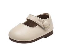Generisch Jolies chaussures de princesse en matériau uni avec fond souple en cuir pour petites filles, beige, 28 EU