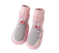 Generisch Jolies chaussures d'hiver pour enfants et filles - Chaussettes plates antidérapantes - Chaudes - Motif panda lapin pingouin - Chaussures de sport à talon compensé, a, 25 EU