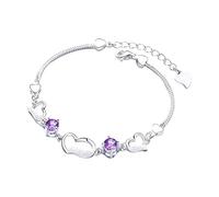Generisch Jonc Couleurs Bracelet Bracelet Bracelet Bijoux Love Heart Jewelry Silver Bracelet For Women Bracelet Couple Design Love Heart Jewelry Cadeau Mm 2 Acier Anneaux (Purple, One Size)
