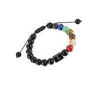Generisch Jonc Rhodonite Amoureux Acier Noir Anneaux Fashion Bracelet Sept Couleurs Bracelets Créatifs Phrases Perle Argent Avec Classique Bracelet (B, One Size)