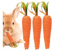 Generisch Jouet à mâcher de carotte pour lapin - Jouet à mâcher en bois naturel avec fonction de nettoyage des dents, lapin avec mâchoire interactive, petit jouet pour animal de compagnie, forme de