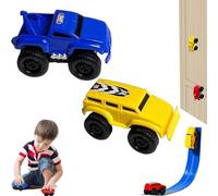 Generisch Jouet d'escalade magnétique au mur - Jouet inertiel anti-gravité - Voiture qui se déplace sur les murs et sur les murs - Amusant pour les enfants (bleu + jaune)
