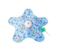 Generisch Jouet interactif pour chat avec bâton caché mobile, recharge automatique, motif floral grinçant, fonction de jeu pour l'intérieur (bleu, 65 cm)