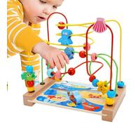 Generisch Jouet labyrinthe en perles de bois pour tout-petits - Jouet d'activité classique pour les montagnes russes - Jeu éducatif précoce - Perles métalliques colorées - Pour filles de 1 à 3 ans