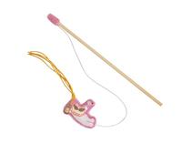 Generisch Jouet mural en bois pour chat, avec peluche et pampille - Jouet interactif durable de 81 cm - Poteau en bois naturel avec attache en peluche douce - Jouet LED pour les âges