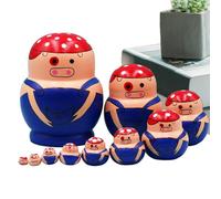 Generisch Jouet russe empilable en bois avec motifs d'animaux - Poupées russes - Art populaire - Pour et filles ainsi que les parents et fans de décoration pour le salon et la chambre à coucher
