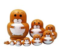 Generisch Jouet russe en bois avec motifs animaux à empiler - Poupées russes peintes à la main - Pour filles et parents ainsi que les fans de décoration pour le salon, la chambre à coucher