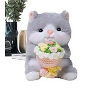 Generisch Jouets en peluche, poupée douce tenant un bouquet de fleurs - Figurines en peluche pour la Saint-Valentin, pour la fête des mères, Noël, anniversaire, mariage, Saint-Valentin
