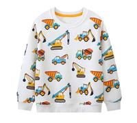 Generisch Jungen Sweatshirts Baumwolle Langarm Rundhals Pullover Cartoon Print Shirts (White, 2-3 Years)
