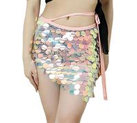 Generisch Jupe à paillettes scintillante pour femme - Avec taille réglable - Mini jupe pour les fêtes et les soirées, Rose, XL