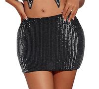 Generisch Jupe à paillettes sexy et tendance pour femme - Jupe à paillettes midi - Jupe crayon moulante - Taille moyenne - Jupe à paillettes - Jupe enveloppante pour boîte de nuit - Clubwear - Costume
