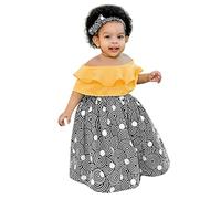 Generisch Jupe Africaine Enfants Robes Épaule Princesse Ensemble Enfant Bandeau Fille Ankara Ankara Volants Tops Chemise Traditionnelle Tenues Été 04 Style Filles Tenues & Ensemble N Set, jaune, 18-24