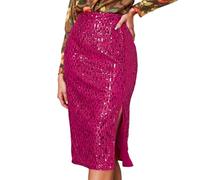 Generisch Jupe crayon à paillettes pour femme - Taille haute - Paillettes - Bodycon - Jupe midi - Jupe moulante - Sexy - Fête - Festival - Rave - Jupe à paillettes - Carnaval