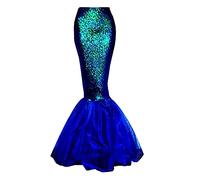 Generisch Jupe crayon noire princesse paillettes maxi jupe cosplay Halloween robe de fête film adhésif N Roll (bleu, S)