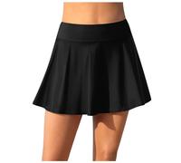 Generisch Jupe de bain avec slip intérieur pour femme - Maillot de bain gainant le ventre - Taille haute - Slip de bain pour homme, Noir , S