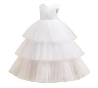 Generisch Jupe en cordon pour femme et enfant - Robe de fête sans manches - Gâteau - Mode mignonne - Robe de princesse - Performance bébé fille - Avec bretelles, Blanc., 4-5 ans